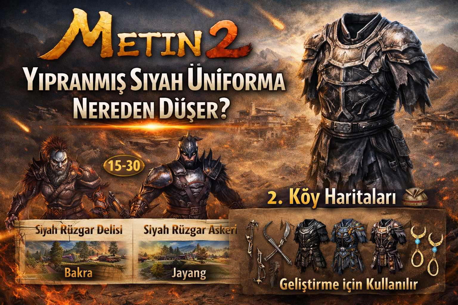 Metin2 Yıpranmış Siyah Üniforma Nereden Düşer? (Drop Rehberi)